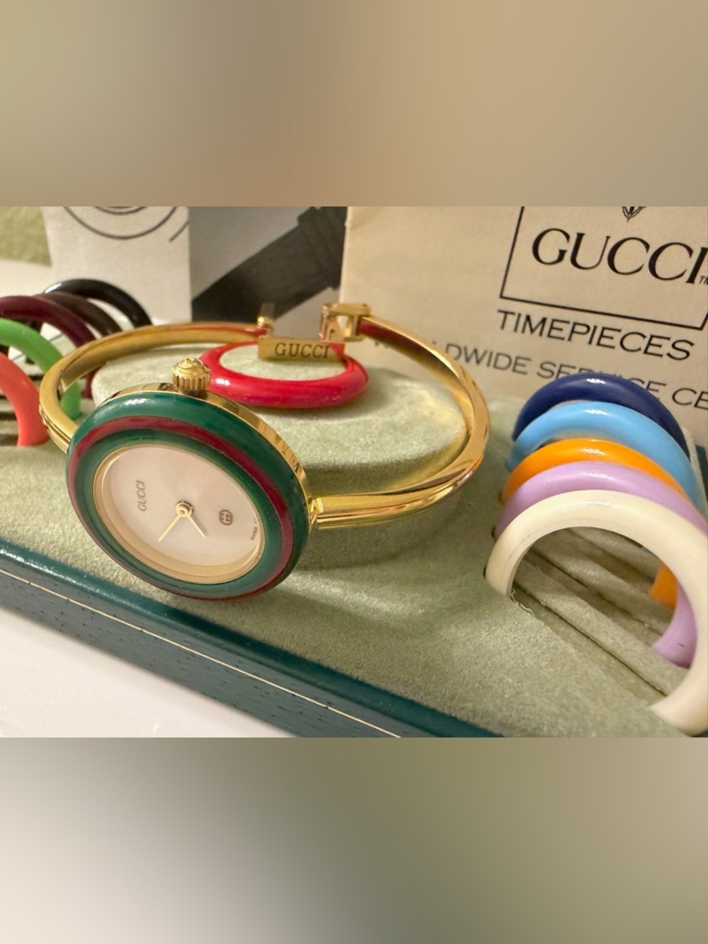 Mint~Prestige~Gucci Auth Bezel Bracelet Bangle Watch with Box/Papers